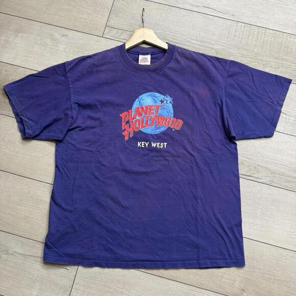 Vintage Planet Hollywood Key West T-Shirt XL Made in USA 90s Single Stitch Faded - Picture 2 of 7